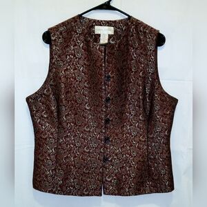 Casual Corner Women's Burgundy Patterned Vest